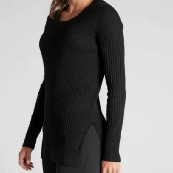 Athleta Sweaters - Athleta Lincoln Park Black Ribbed Sweater Sz S